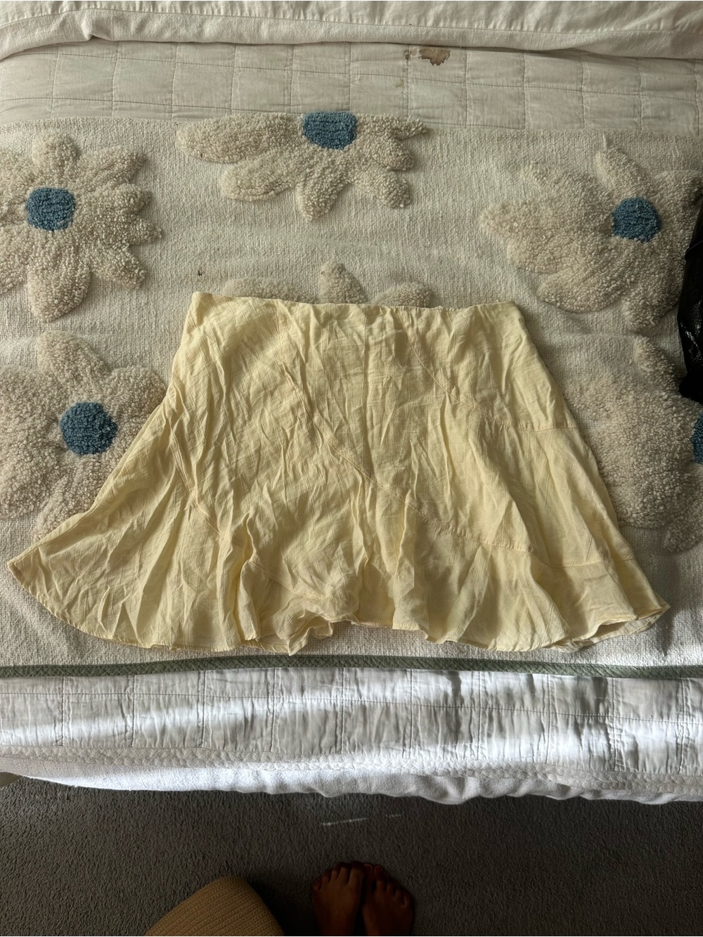 Princess Polly Pale Yellow Crinkled Mini Skirt